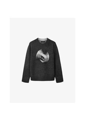 Mens Allsaints Spinnin Graphic-Print Alpaca-Blend Jumper
