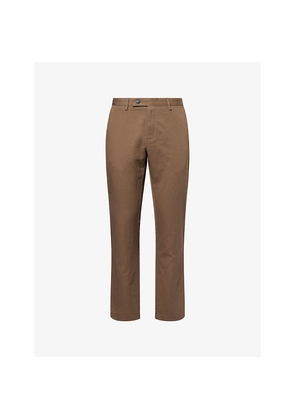 Mens Sunspel Slim-Leg Cotton and Linen Trousers