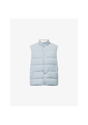 Mens Eleventy Padded Button Wool-Blend Down Gilet