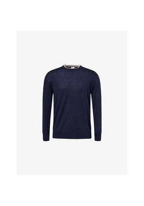 Mens Eleventy Double Neck-Trim Wool and Silk Jumper