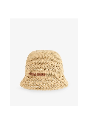 Womens Miu Miu Logo-Embroidered Crochet Sun Hat