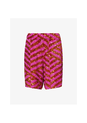 Womens Dries Van Noten Pomy Sequin-Embellished Shorts