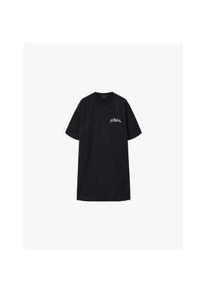 Womens Allsaints Descent Branded-Embroidered Cotton-Jersey T-Shirt Dress