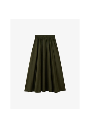 Womens Joseph Manar Elasticated-Waist Cotton-Sateen Midi Skirt