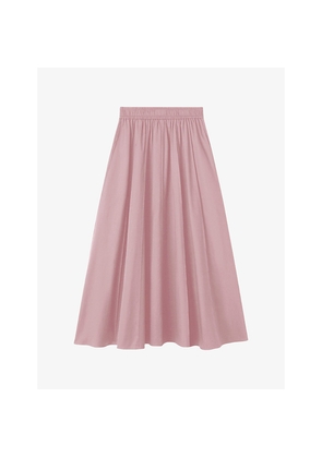 Womens Joseph Manar Elasticated-Waist Cotton-Sateen Midi Skirt