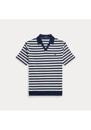 Big & Tall - Striped Pointelle-Ribbed Polo Shirt