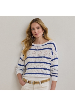 Striped Pointelle Cotton-Blend Jumper