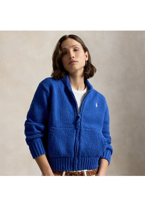 Wave-Logo Cotton Zip Cardigan