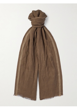Loro Piana - Zamami Embroidered Herringbone Linen Scarf - Men - Brown