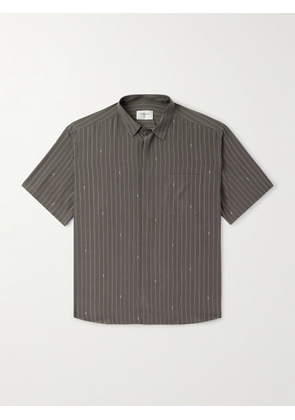 SAINT LAURENT - Striped Silk Crepe de Chine Shirt - Men - Gray - 39