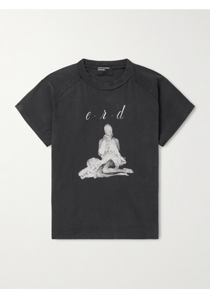 Enfants Riches Déprimés - Cropped Printed Cotton-Jersey T-Shirt - Men - Black - XS