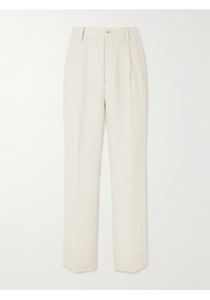 Kaptain Sunshine - Straight-Leg Linen and Silk-Blend Trousers - Men - Neutrals - 1