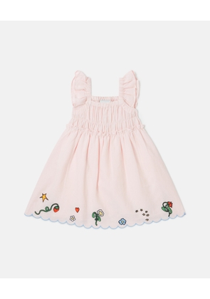 Stella McCartney - Floral Embroidered Linen-Blend Dress, Woman, Pink, Size: 5