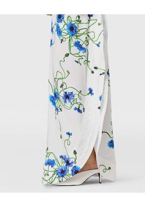 Stella McCartney - Floral Print Hammered Silk Asymmetric Cocktail Dress, , Size: 36