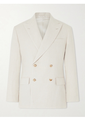 Kaptain Sunshine - Double-Breasted Linen and Silk-Blend Jacket - Men - Neutrals - 1