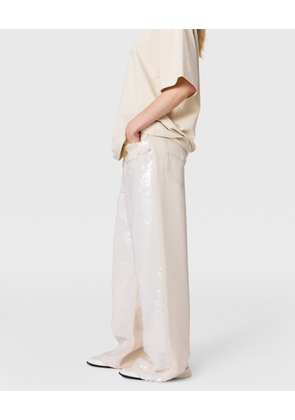 Stella McCartney - Opalescent Sequin Wide-Leg Jeans, , Size: 25
