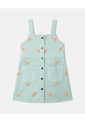 Stella McCartney - Heart-Embroidered Gabardine Dress, Woman, Green, Size: 2