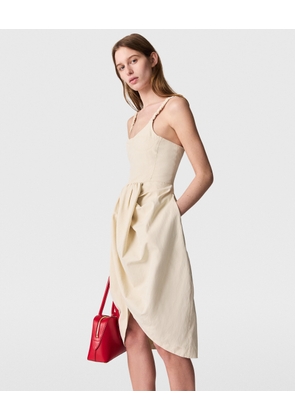 Stella McCartney - Ruched Strap Pleated Skirt Midi Dress, , Size: 34