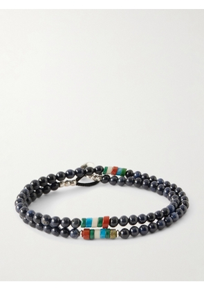 Mikia - Sterling Silver Multi-Stone Beaded Bracelet - Men - Black