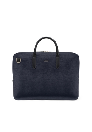 Smythson Lightweight Slim Briefcase In Panama In Navy