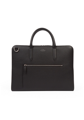 Smythson Ultra Slim Briefcase With Zip Front In Ludlow In Black