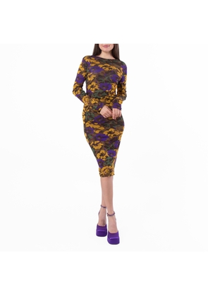 Saint Laurent Womens Floral-Print Backless Maxi Dress