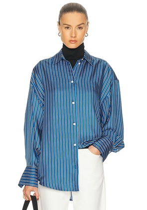 Toteme Oversized Striped Top in Blue & Navy - Blue. Size 36 (also in ).