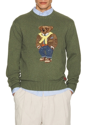 Polo Ralph Lauren Cotton Cashmere Blend Hudson Valley Bear Sweater in Lovette Heather - Green. Size L (also in M, S, XL/1X).