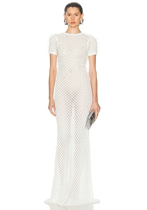 David Koma Gradient Glass Embroidery Gown in White - White. Size L (also in ).