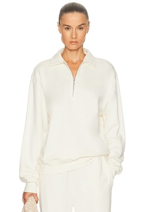 Eterne Zip-up Polo Sweatshirt in Cream - Cream. Size XS (also in ).