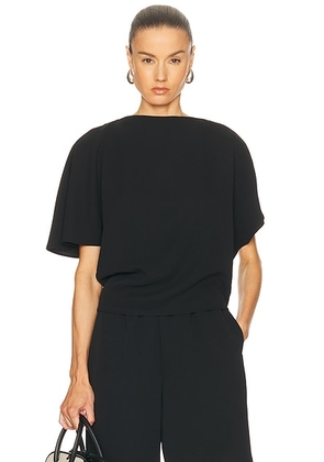 EAVES x Jasmine Tookes Greta Polished Crepe Top in Black - Black. Size L (also in M, S, XS).