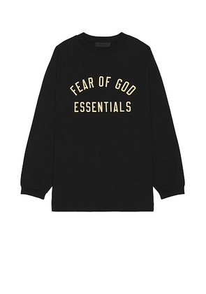 Fear of God ESSENTIALS Jersey Long Sleeve Tee in Black - Black. Size XS (also in ).
