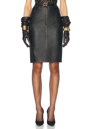 Helsa The Leather Pencil Skirt in Black Distressed - Black. Size XXS (also in ).