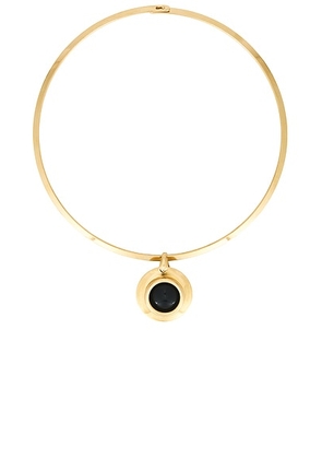 Jennifer Behr Alva Collar in Onyx - Metallic Gold. Size all.