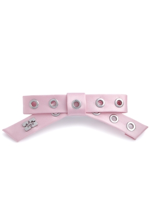 Ganni Bow Eyelet-embellished Satin Hair Clip - Pink - One Size