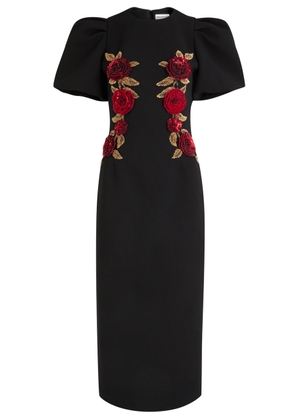 Rebecca Vallance Rosetta Embellished Crepe Midi Dress - Black - 10 (UK10 / S)