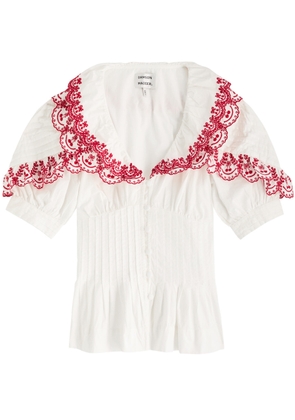 Damson Madder Caroline Embroidered Cotton Blouse - White - 8 (UK8 / S)