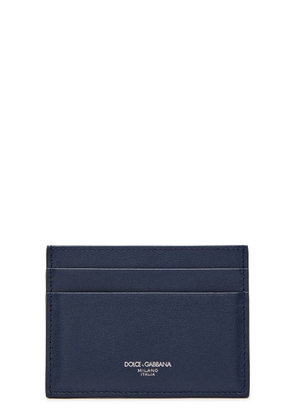 Dolce & Gabbana Logo Grained Leather Card Holder - Navy - One Size