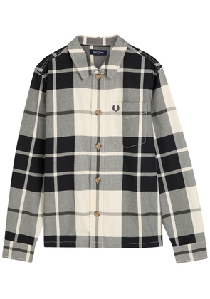 Fred Perry Checked Twill Overshirt - Black - L