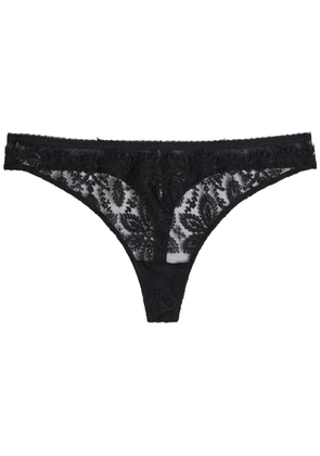 Simone PÉRÈLE Précieuse Floral-embroidered Tulle Thong - Black - 3 (UK 12 / M)