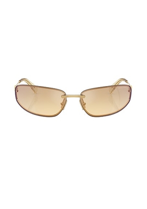 Miu Miu Rectangular Sunglasses in Gold - Metallic Gold. Size all.