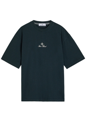 Stone Island Embroidered Cotton T-shirt - Navy - XL