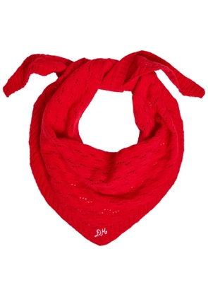 Damson Madder Pointelle Knit Head Scarf - Red - One Size