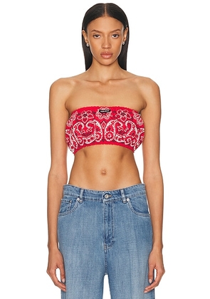 Miu Miu Bandeau Top in Bianco & Rosso - Red. Size 36 (also in ).