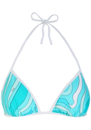 Pucci Printed Triangle Bikini top - Turquoise - M (UK12 / M)