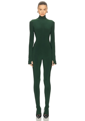 Norma Kamali Long Sleeve Slim Fit Turtleneck Catsuit in Dark Emerald - Green. Size S (also in ).