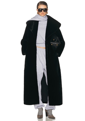 NOUR HAMMOUR Giovanna Enveloping Shearling Coat in Black - Black. Size XL (also in ).