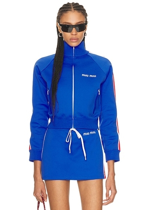 Miu Miu Nylon Zip Up Track Jacket in Bluette & Rosso - Blue,Red. Size 36 (also in 44).