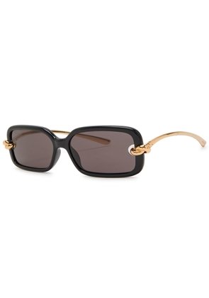 Bottega Veneta Narrow Rectangle-frame Sunglasses - Black - One Size
