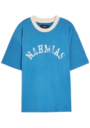 Nahmias Arch Ringer Logo Cotton T-shirt - Blue - XL